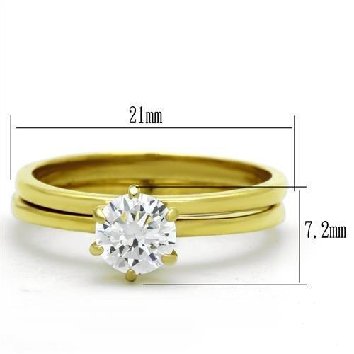 TK1439 - IP Gold(Ion Plating) Stainless Steel Ring with AAA Grade CZ in Clear-1