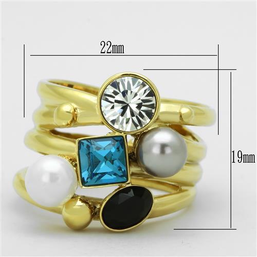 TK1440 - IP Gold(Ion Plating) Stainless Steel Ring with Synthetic Pearl in Multi Color-1