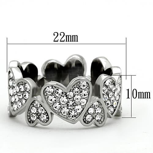 TK1443 - High polished (no plating) Stainless Steel Ring with Top Grade Crystal in Clear-1