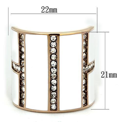 TK1444 - IP Rose Gold(Ion Plating) Stainless Steel Ring with Top Grade Crystal in Clear-1