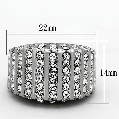 TK1447 - High polished (no plating) Stainless Steel Ring with Top Grade Crystal in Clear-1