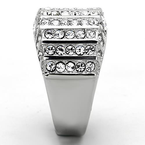 TK1447 - High polished (no plating) Stainless Steel Ring with Top Grade Crystal in Clear-3