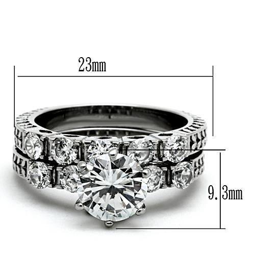 TK1450 - High polished (no plating) Stainless Steel Ring with AAA Grade CZ in Clear-1