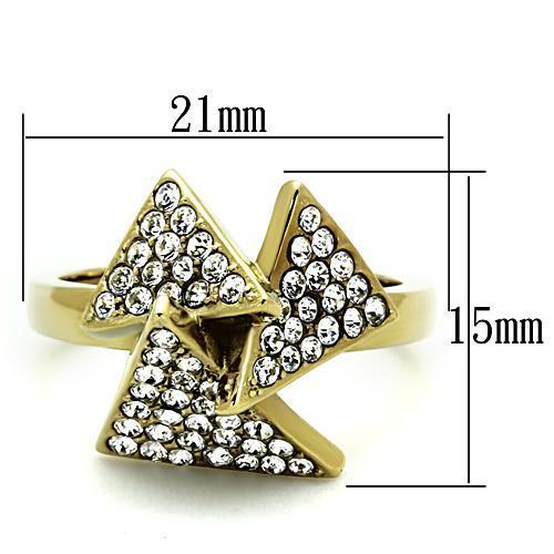 TK1485 - IP Gold(Ion Plating) Stainless Steel Ring with Top Grade Crystal in Clear-1