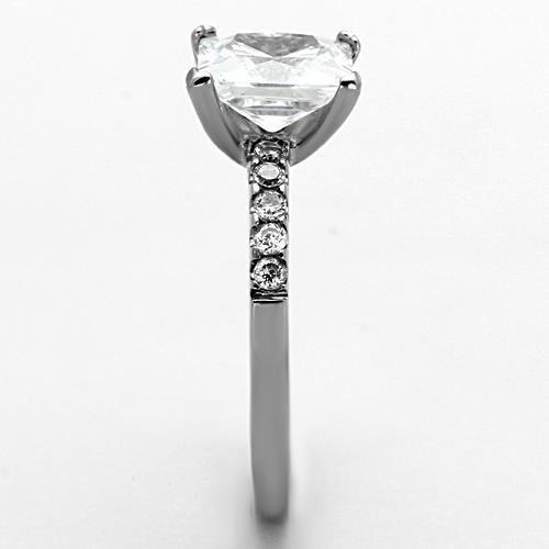 TK1486 - High polished (no plating) Stainless Steel Ring with AAA Grade CZ in Clear-3