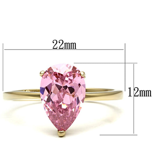 TK1508 - IP Gold(Ion Plating) Stainless Steel Ring with AAA Grade CZ in Rose-1