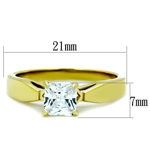 TK1511 - IP Gold(Ion Plating) Stainless Steel Ring with AAA Grade CZ in Clear-1