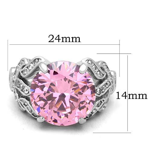 TK1512 - High polished (no plating) Stainless Steel Ring with AAA Grade CZ in Rose-1