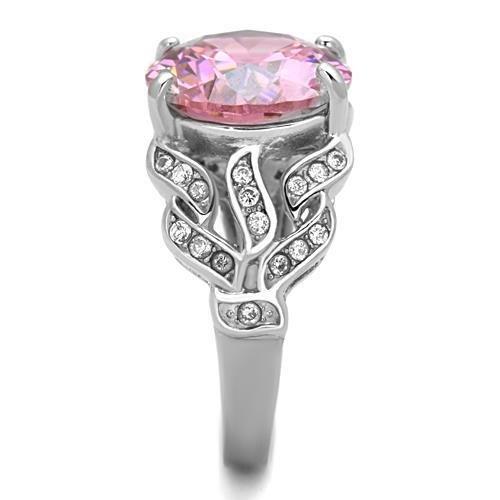 TK1512 - High polished (no plating) Stainless Steel Ring with AAA Grade CZ in Rose-3