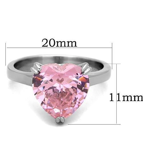 TK1513 - High polished (no plating) Stainless Steel Ring with AAA Grade CZ in Rose-1