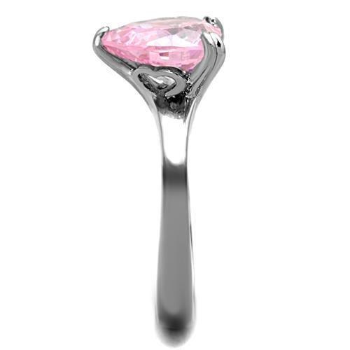 TK1513 - High polished (no plating) Stainless Steel Ring with AAA Grade CZ in Rose-3