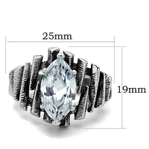 TK1516 - High polished (no plating) Stainless Steel Ring with AAA Grade CZ in Clear-1