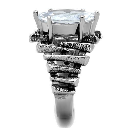 TK1516 - High polished (no plating) Stainless Steel Ring with AAA Grade CZ in Clear-3