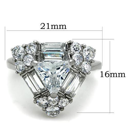 TK1527 - High polished (no plating) Stainless Steel Ring with AAA Grade CZ in Clear-1