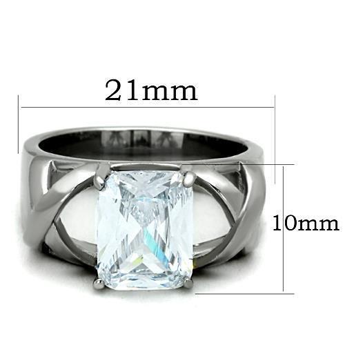 TK1530 - High polished (no plating) Stainless Steel Ring with AAA Grade CZ in Clear-1