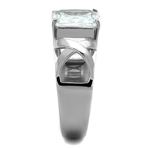 TK1530 - High polished (no plating) Stainless Steel Ring with AAA Grade CZ in Clear-3