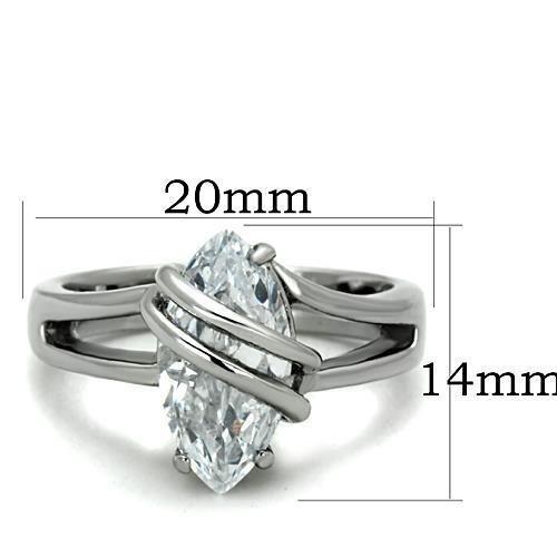 TK1531 - High polished (no plating) Stainless Steel Ring with AAA Grade CZ in Clear-1