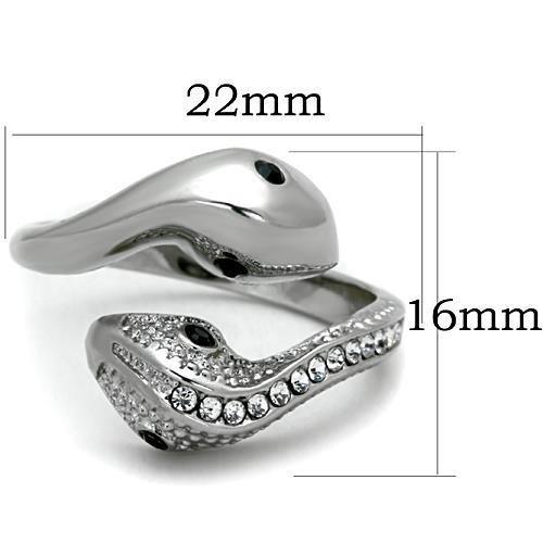 TK1532 - High polished (no plating) Stainless Steel Ring with Top Grade Crystal in Jet-1