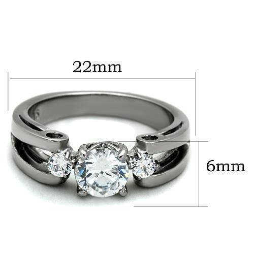 TK1537 - High polished (no plating) Stainless Steel Ring with AAA Grade CZ in Clear-1