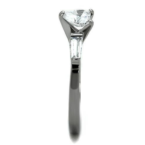 TK1541 - High polished (no plating) Stainless Steel Ring with AAA Grade CZ in Clear-3