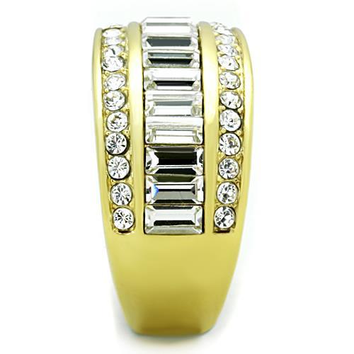 TK1561 - IP Gold(Ion Plating) Stainless Steel Ring with Top Grade Crystal in Clear-3