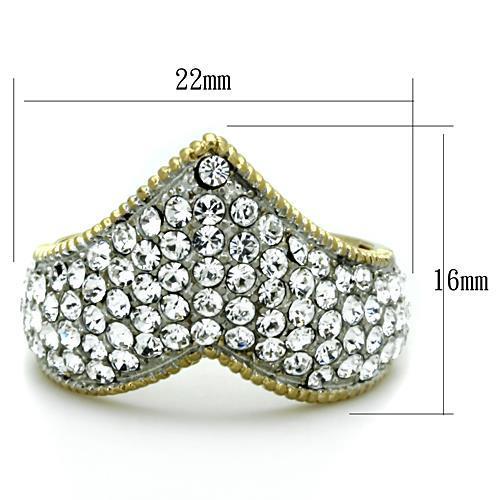 TK1562 - Two-Tone IP Gold (Ion Plating) Stainless Steel Ring with Top Grade Crystal in Clear-1