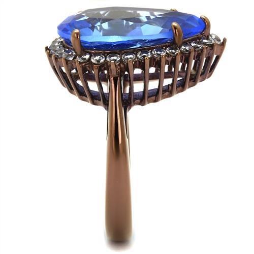 TK1564LC - IP Coffee light Stainless Steel Ring with Top Grade Crystal in Light Sapphire-3