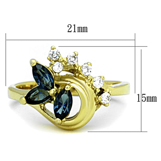 TK1571 - IP Gold(Ion Plating) Stainless Steel Ring with Top Grade Crystal in Montana-1