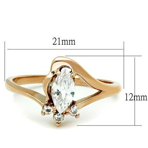 TK1590 - IP Rose Gold(Ion Plating) Stainless Steel Ring with AAA Grade CZ in Clear-1
