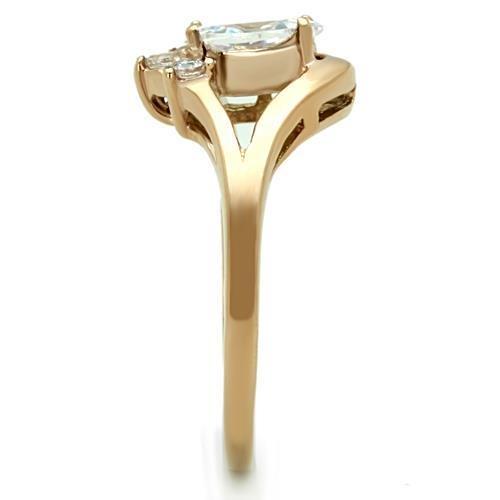TK1590 - IP Rose Gold(Ion Plating) Stainless Steel Ring with AAA Grade CZ in Clear-3
