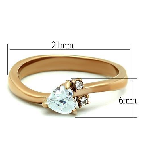 TK1591 - IP Rose Gold(Ion Plating) Stainless Steel Ring with AAA Grade CZ in Clear-1