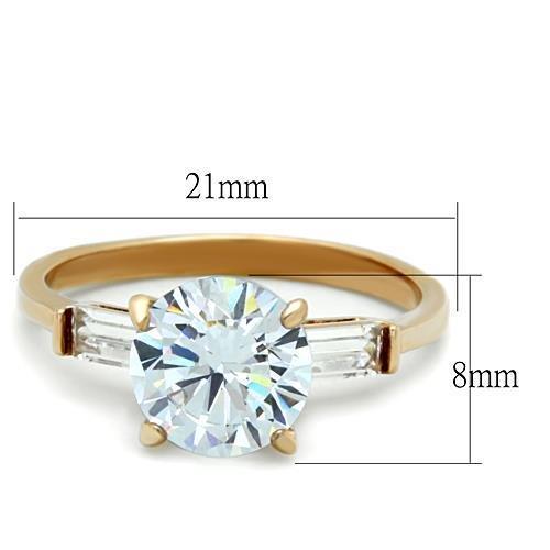 TK1595 - IP Rose Gold(Ion Plating) Stainless Steel Ring with AAA Grade CZ in Clear-1
