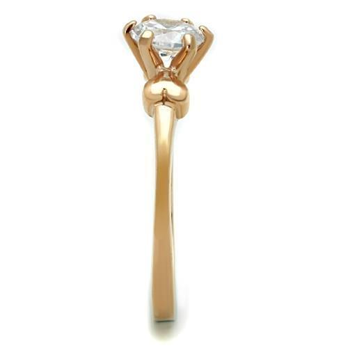 TK1596 - IP Rose Gold(Ion Plating) Stainless Steel Ring with AAA Grade CZ in Clear-3