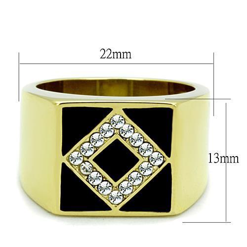TK1613 - IP Gold(Ion Plating) Stainless Steel Ring with Top Grade Crystal in Clear-1