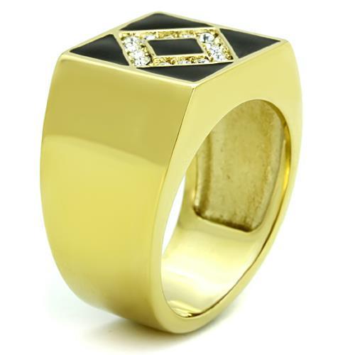 TK1613 - IP Gold(Ion Plating) Stainless Steel Ring with Top Grade Crystal in Clear-3