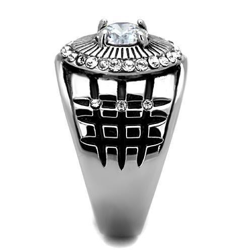 TK1614 - High polished (no plating) Stainless Steel Ring with AAA Grade CZ in Clear-3