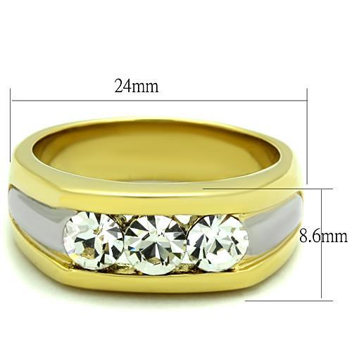 TK1615 - Two-Tone IP Gold (Ion Plating) Stainless Steel Ring with Top Grade Crystal in Clear-1