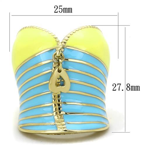 TK1623 - IP Gold(Ion Plating) Stainless Steel Ring with Epoxy in Multi Color-1