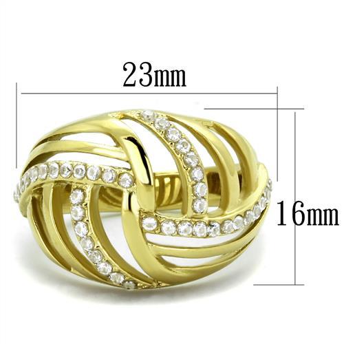 TK1627 - IP Gold(Ion Plating) Stainless Steel Ring with AAA Grade CZ in Clear-1