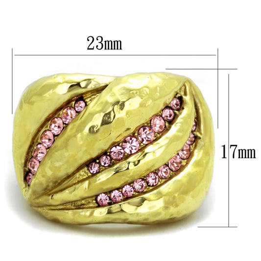 TK1638 - IP Gold(Ion Plating) Stainless Steel Ring with Top Grade Crystal in Light Rose-1