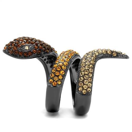 TK1641LJ - IP Light Black (IP Gun) Stainless Steel Ring with Top Grade Crystal in Multi Color-3