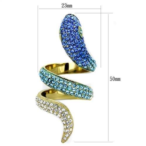 TK1641 - IP Gold(Ion Plating) Stainless Steel Ring with Top Grade Crystal in Multi Color-1