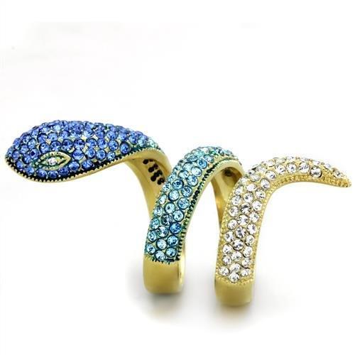 TK1641 - IP Gold(Ion Plating) Stainless Steel Ring with Top Grade Crystal in Multi Color-3