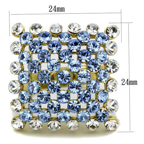 TK1643 - IP Gold(Ion Plating) Stainless Steel Ring with Top Grade Crystal in Light Sapphire-1