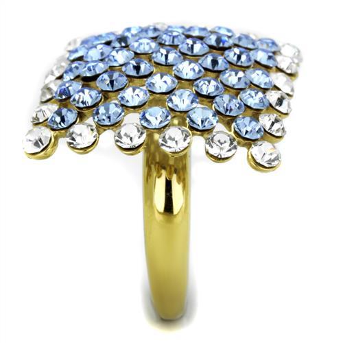 TK1643 - IP Gold(Ion Plating) Stainless Steel Ring with Top Grade Crystal in Light Sapphire-3