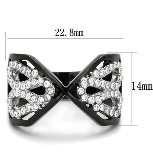 TK1644 - Two-Tone IP Black Stainless Steel Ring with AAA Grade CZ in Clear-1