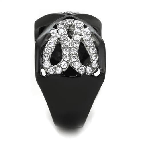 TK1644 - Two-Tone IP Black Stainless Steel Ring with AAA Grade CZ in Clear-3