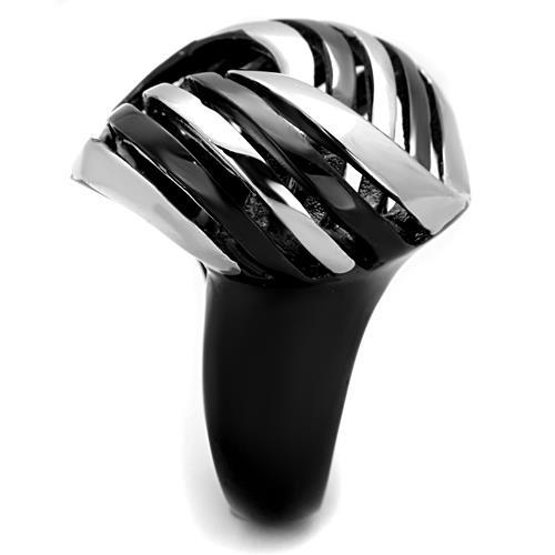 TK1660 - Two-Tone IP Black Stainless Steel Ring with No Stone-3