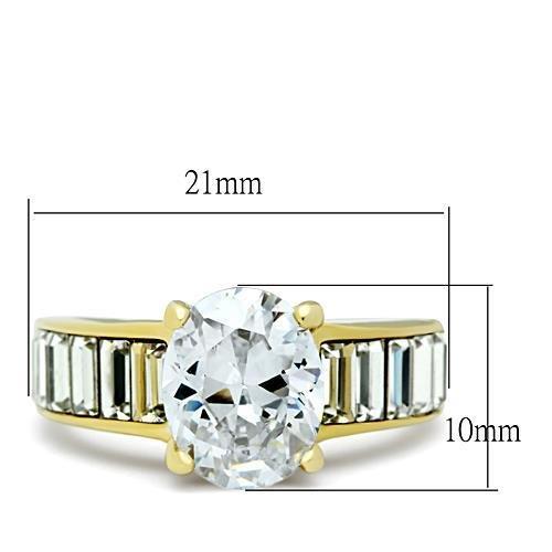 TK1675 - IP Gold(Ion Plating) Stainless Steel Ring with AAA Grade CZ in Clear-1