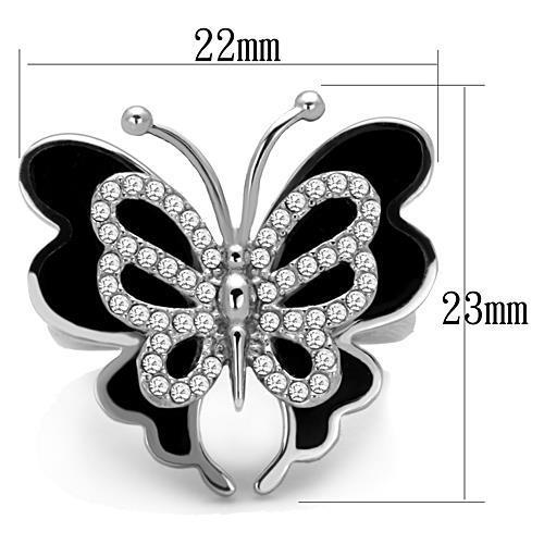 TK1676 - High polished (no plating) Stainless Steel Ring with Top Grade Crystal in Clear-1